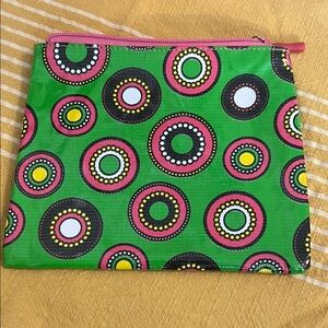 Vibrant Green Patterned Vinyl Cosmetic Bag